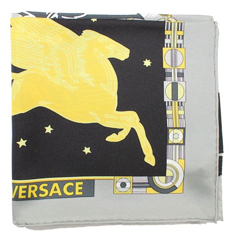 versace silk scarf with pegasus|Versace silk scarf.